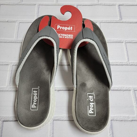 Propet TravelActiv FT Thong Sandals Flip Flops Gray Women's 9.5 X(2E) - Picture 2 of 6